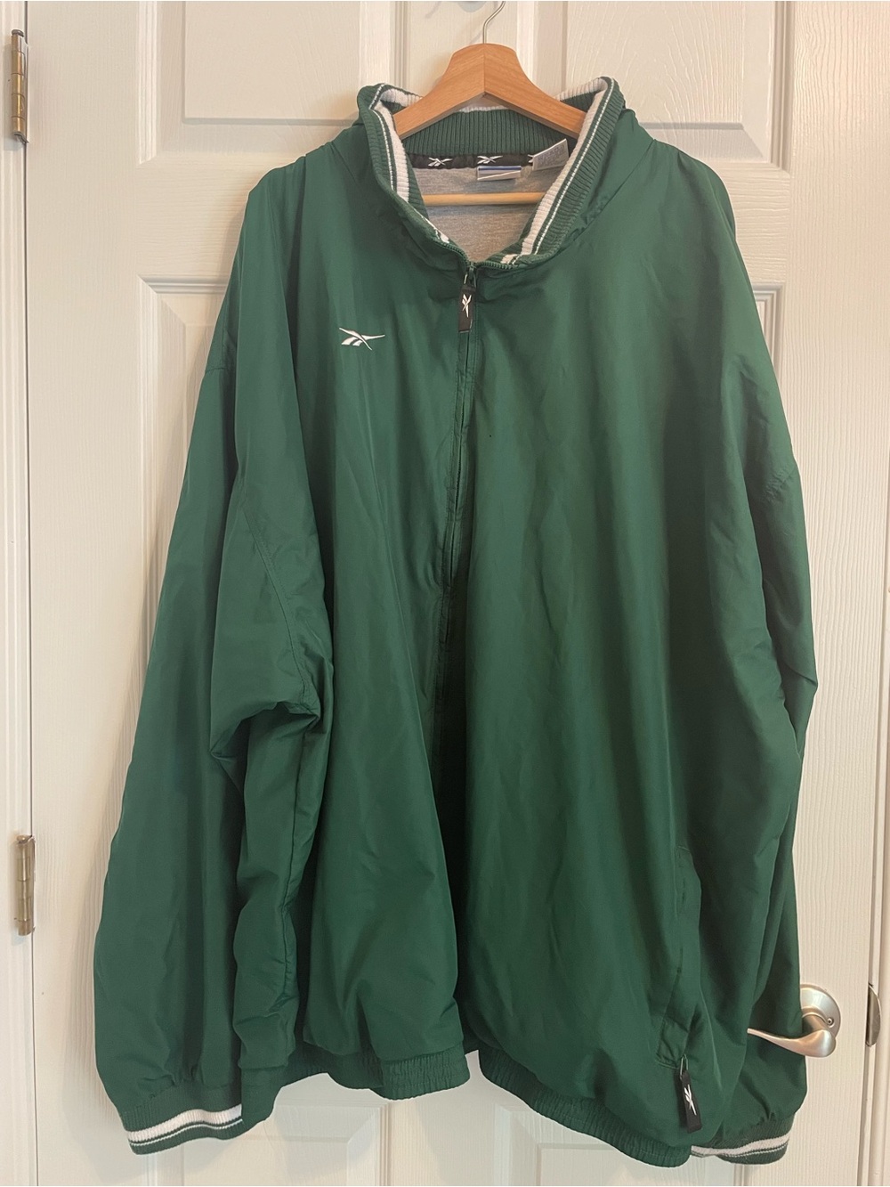 Reebok Vintage Mens Green Full Zip Windbreaker Jacket Size 3XL Big and Tall